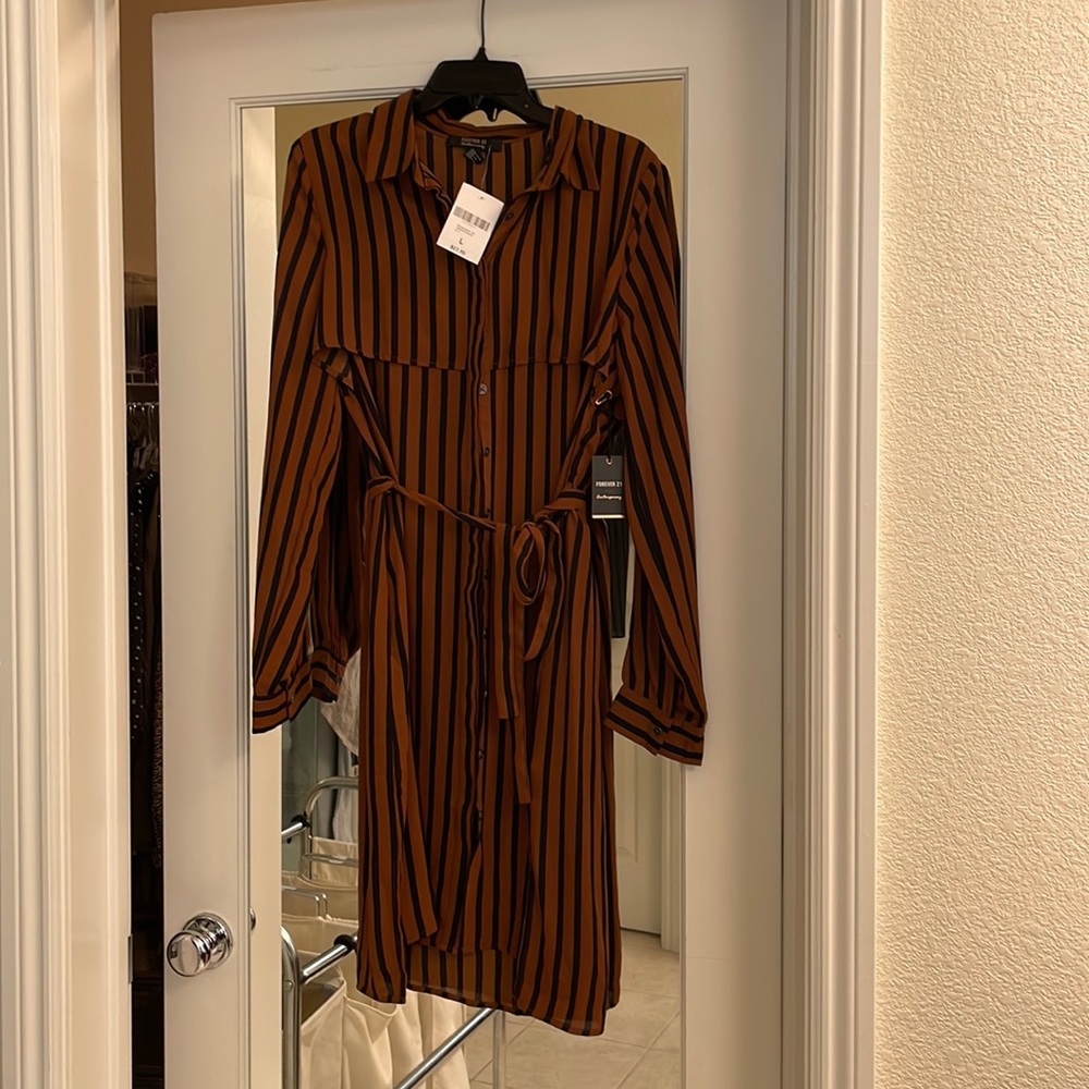 Forever 21 chestnut brown/black Shirt Dress/Tunic size L